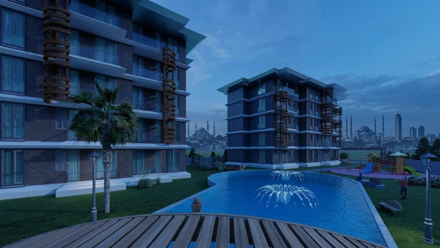 Parkora Evleri peyzajlı ortak alan görseli